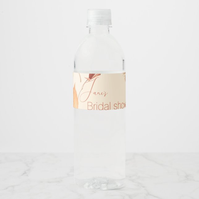 Chic Autumn floral  bridal shower  Water Bottle Label (Front)