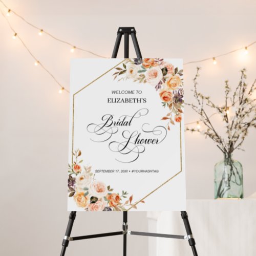 Chic Autumn Floral Geometric Bridal Shower Welcome Foam Board