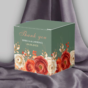 Chic Autumn Floral Orange terracotta sage Wedding  Favor Boxes