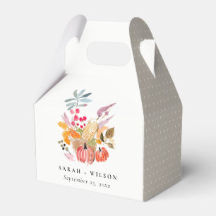 Chic Autumn Harvest Pumpkin Watercolor Wedding Favor Boxes
