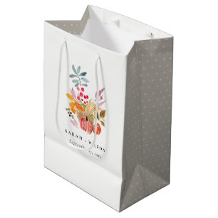 Chic Autumn Harvest Pumpkin Watercolor Wedding Medium Gift Bag
