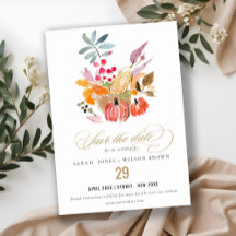 Chic Autumn Harvest Pumpkin Watercolor Wedding
