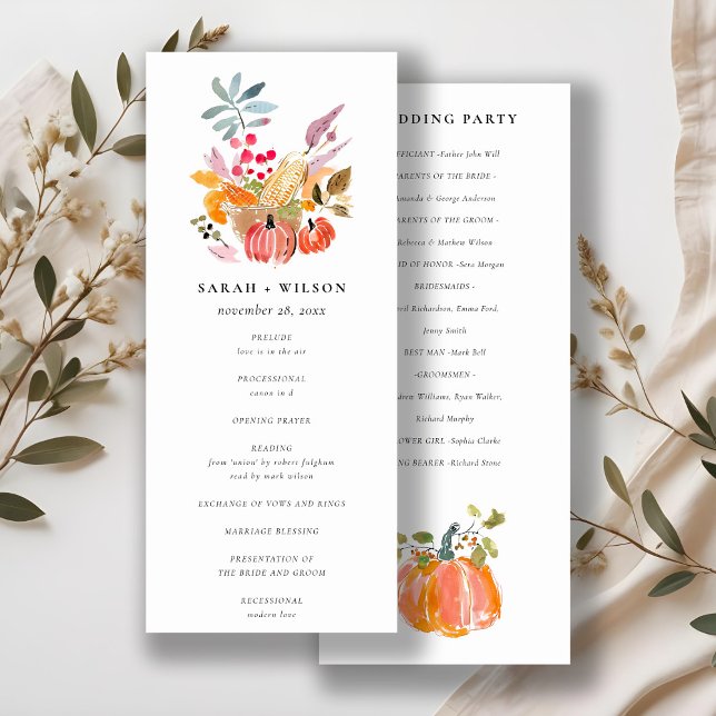 Chic Autumn Harvest Pumpkin Wedding Program (Creator Uploaded)