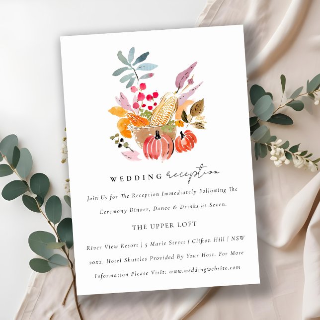 Chic Autumn Harvest Pumpkin Wedding Reception Enclosure Card (Creator Uploaded)