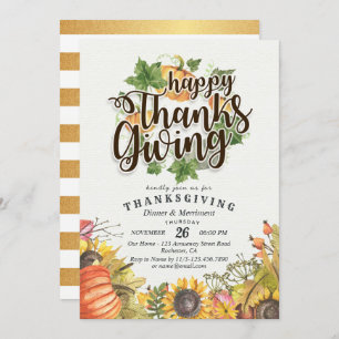 Chic Autumn Maple Leaves Thanksgiving Dinner Party Invitation