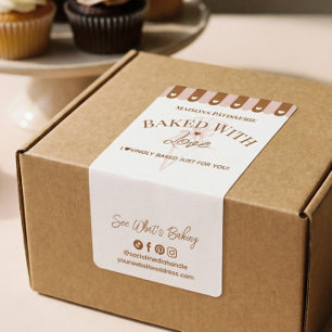 Chic Awing Baked With Love Pastry Bag Bakery Box Label