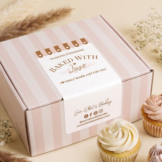 Chic Awing Baked With Love Rolling Pin Bakery Seal Label (Chic Awing Baked With Love Rolling Pin Bakery Seal Label)