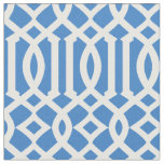 Chic Azure Blue and White Trellis Lattice Pattern Fabric