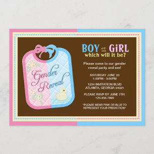 Chic Baby Bib Gender Reveal Party Invitation