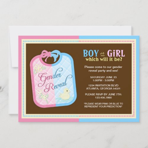 Chic Baby Bib Gender Reveal Party Invitation