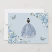 Chic Baby Blue Floral Quinceanera Sweet Sixteen Save The Date (Back)