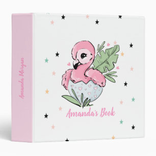 Chic Baby Flamingos, Stars, Princess 3 Ring Binder