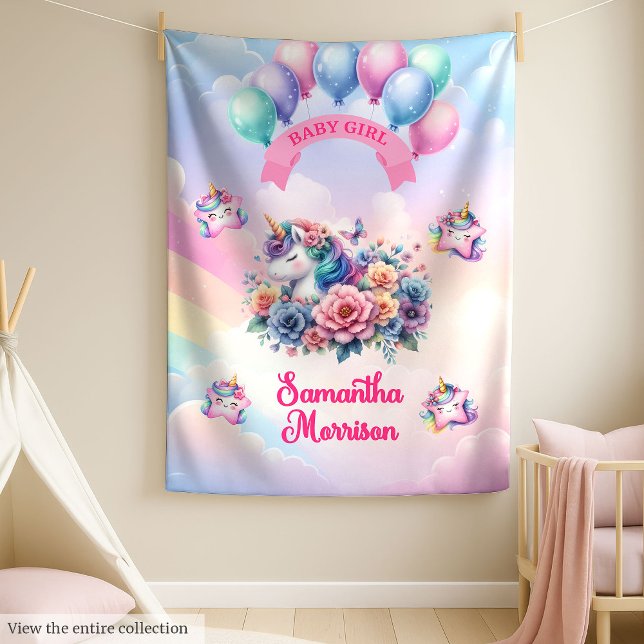 Chic Baby Girl Shower Gift Unicorn Rainbow Blanket (Chic Baby Girl Shower Gift Unicorn Rainbow Blanket)