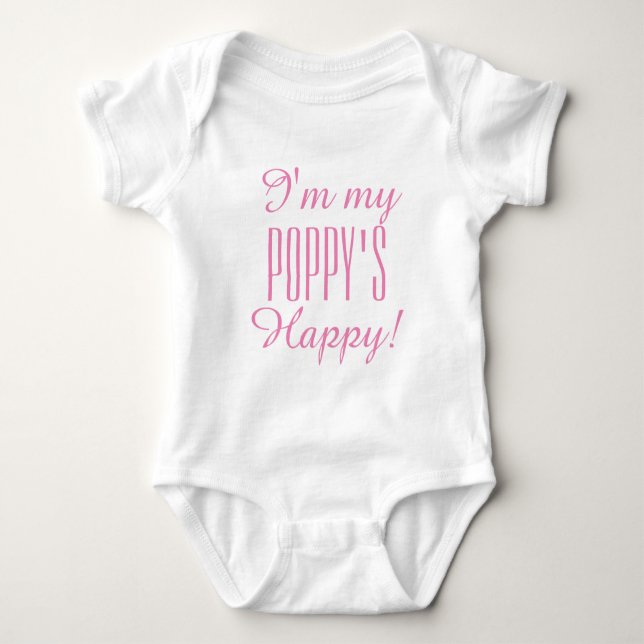 CHIC BABY_ "POPPY'S HAPPY" BODYSUIT_PINK BABY BODYSUIT (Front)