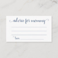 Chic Baby Shower | Dusty Blue Advice for Mommy Enclosure Card