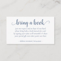 Chic Baby Shower | Dusty Blue Bring a Book Poem Enclosure Card