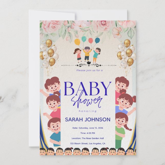 Chic Baby Shower Invitation | Elegant Floral (Front)