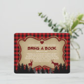 Chic Baby Shower Plaid Lumberjack Bring a Book Invitation (Standing Front)