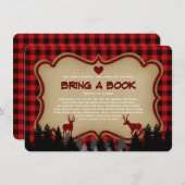 Chic Baby Shower Plaid Lumberjack Bring a Book Invitation (Front/Back)