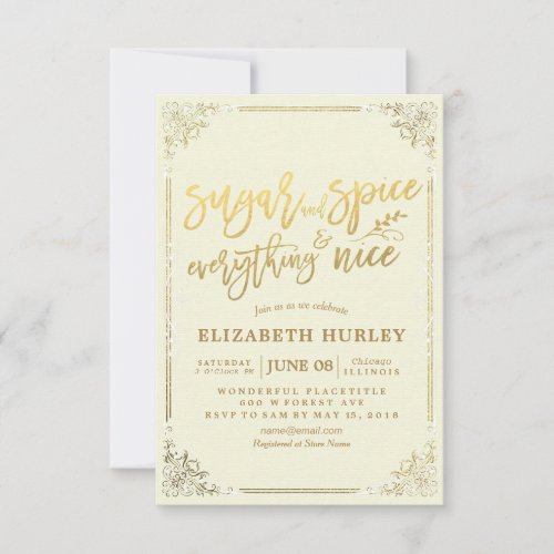 Chic Baby Shower Sugar  Spice   Everything Nice Invitation