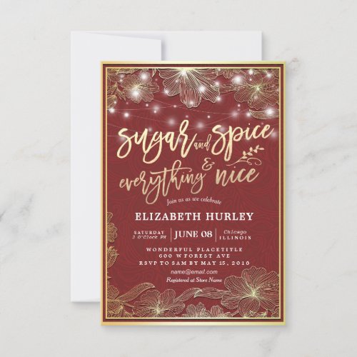 Chic Baby Shower Sugar  Spice   Everything Nice Invitation