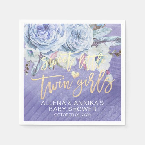 Chic Baby Shower Sweet Little Twin Girls Napkins