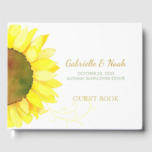 Chic Backyard Sunflower Wedding Guest Book