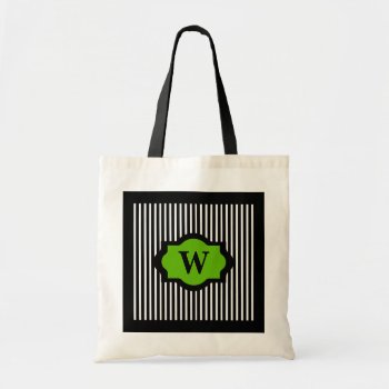 Chic Bag_72 Green On Black/white Stripes Tote Bag by GiftMePlease at Zazzle