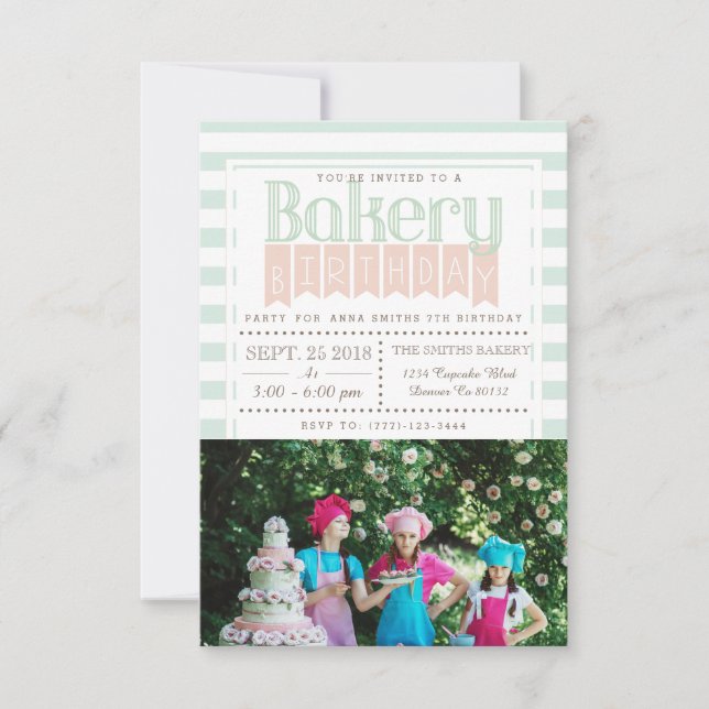Chic Bakery Birthday | Photo Invitation (Front)