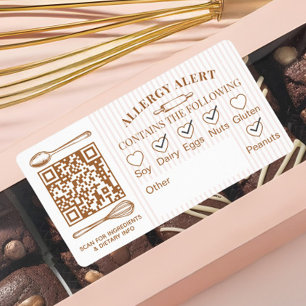 Chic Bakery Logo Allergy Alert Baked Goods QR Code Label