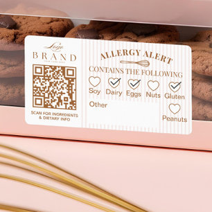 Chic Bakery Logo Allergy Alert Baked Goods QR Code Label