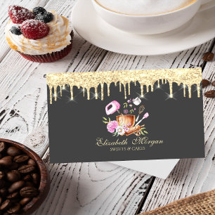 Chic Bakery Tools Faux Gold Drips Bakery  Business Card
