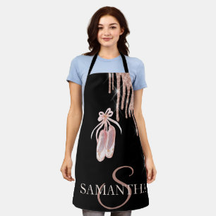 Chic Ballet Shoes Rose Gold Glitter Drips Apron