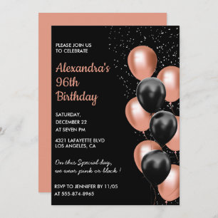 Chic Balloon 96th birthday invitation