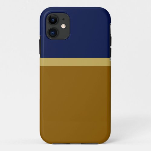 Chic Banded Deep Navy Golden Brown Color Blocks iPhone 11 Case