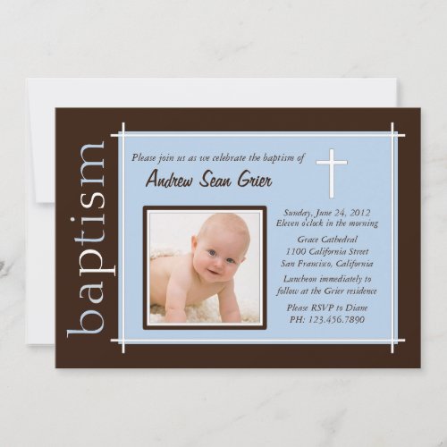 Chic Baptism Photo Invite [blue]