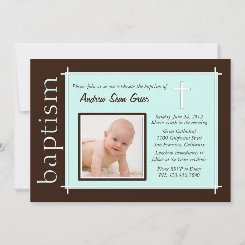 Chic Baptism Photo Invite [teal]