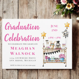 Chic Bar Cart Graduation Party / Champagne  Invitation