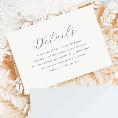 Chic Barely There Blue Winter Quinceanera Details RSVP Card