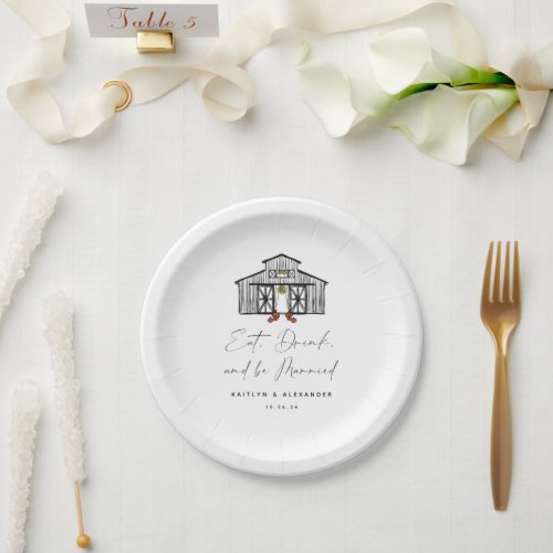Chic Barn Eat Drink and be Married Paper Plates