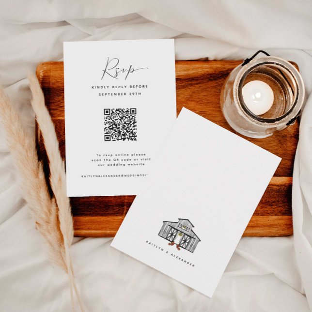 Chic Barn | Minimalist QR Code Wedding RSVP Card (Creator Uploaded)
