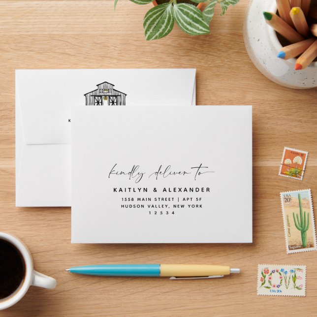 Chic Barn Wedding RSVP Envelope (Desk)