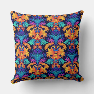 Chic baroque colorful pattern throw pillow