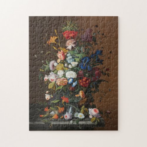 Chic Baroque Flowers Still Life Art Oil Painting Jigsaw Puzzle