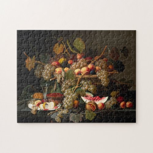 Chic Baroque Fruit Still Life Art Oil Painting Jigsaw Puzzle