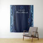 Chic Bat Mitzvah Party Navy Blue Gold Photo Booth Tapestry<br><div class="desc">Elegant navy blue and gold agate decorates the side of this modern Bat Mitzvah party photo booth tapestry. Your daughter's name is written in beautiful formal script under the Star of David. Perfect for a chic,  stylish Jewish family celebrating their daughter being called to the Torah.</div>