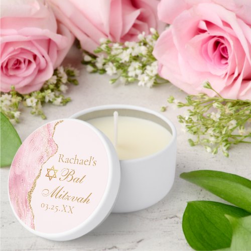 Chic Bat Mitzvah Party Pink Gold Agate Custom