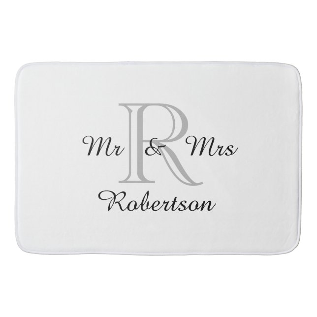CHIC BATH MAT_"Mr & Mrs" BLACK/GRAY/WHITE Mat (Front)