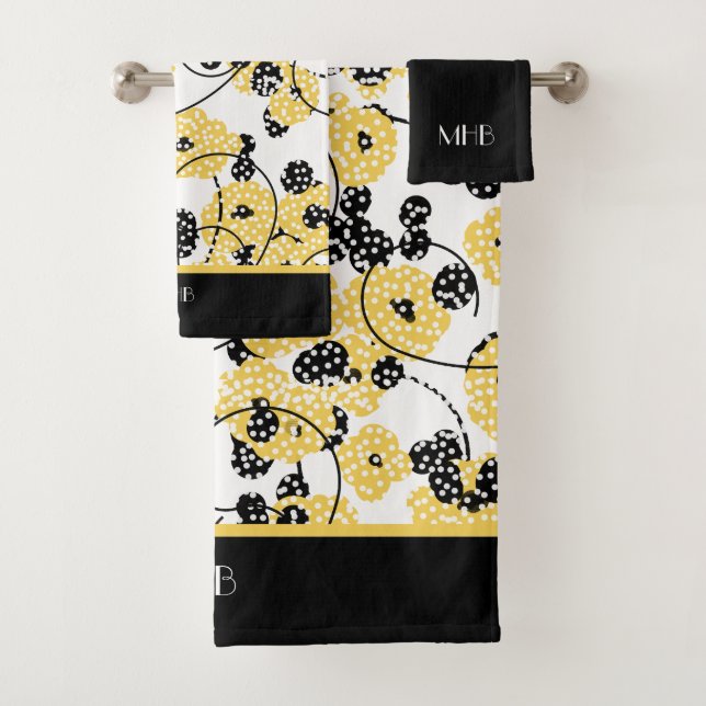 CHIC BATH TOWEL SET_COOL, MODERN FLORAL/DOTS (Insitu)