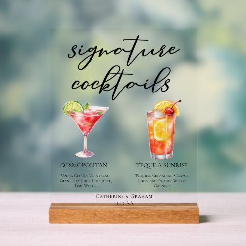 Chic Beach Bridal Shower Cocktail Party Acrylic Sign